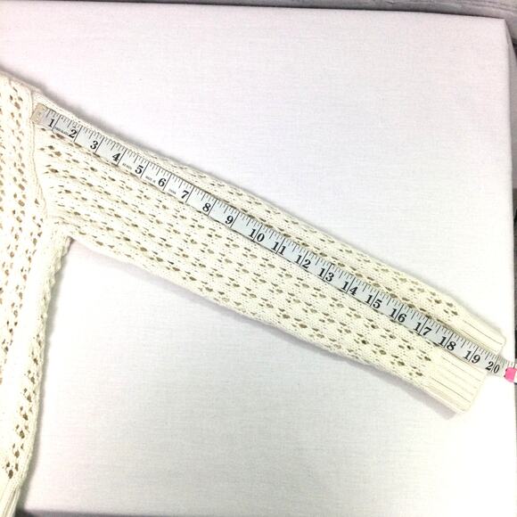 Loft Petites Cottagecore Open Knit Split Neck Cream Pullover Sweater Size XXS - Picture 13 of 13